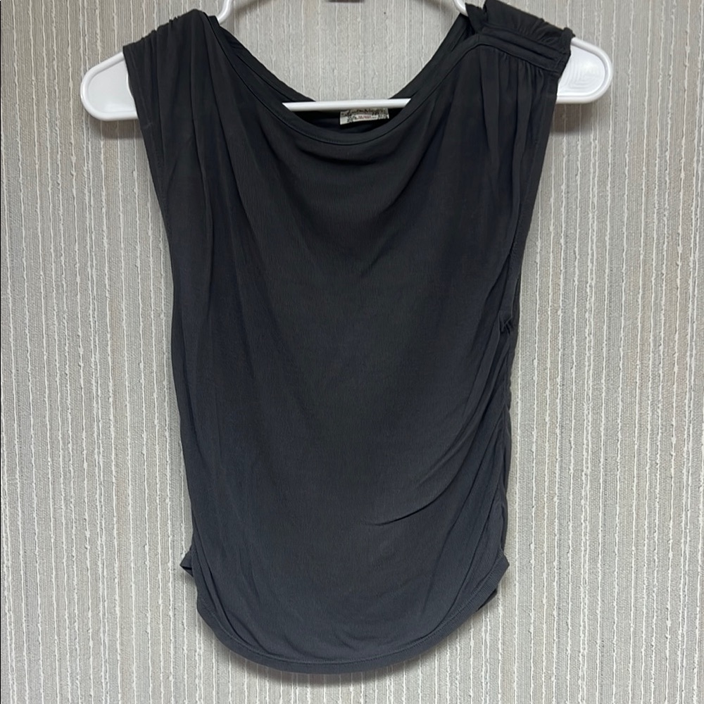 S Free People grey  Sleeveless Top blouse tank ruched sides